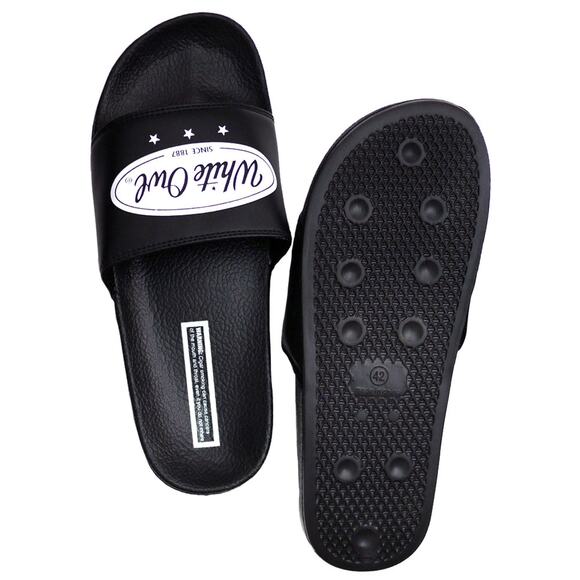 NEW Exclusive White Owl Black Slides (Unisex) Mens 11 / Womens 12 - Picture 2 of 2